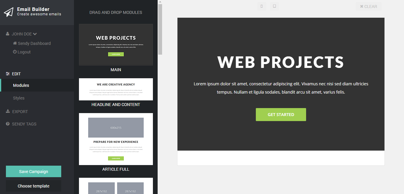 Free drag-n-drop email builder gallery image