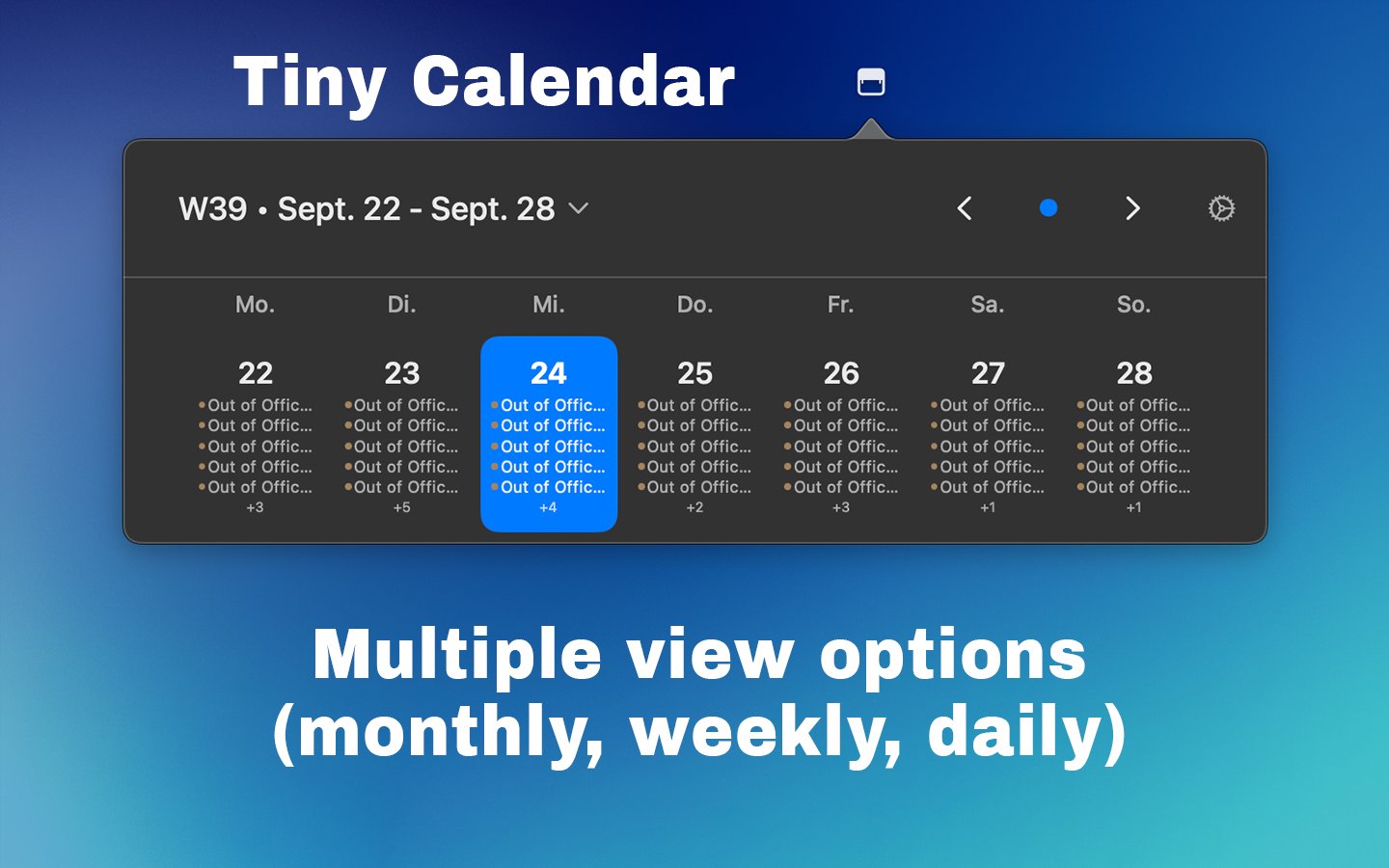 Média TyCal - Un aperçu de votre calendrier Apple directement depuis la barre de menus 3