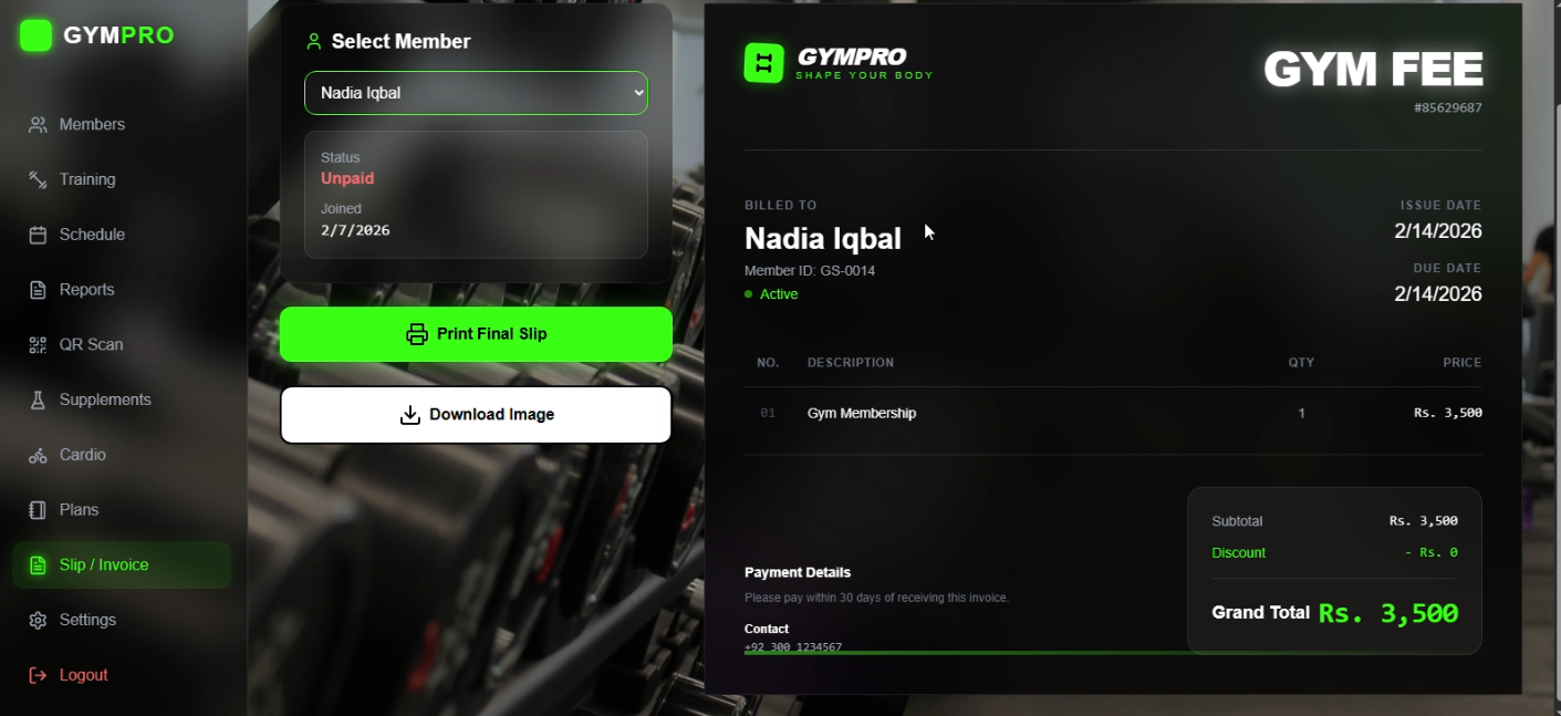 Pro Flex Fitness Gym - Screenshot 3 showing product features and functionality