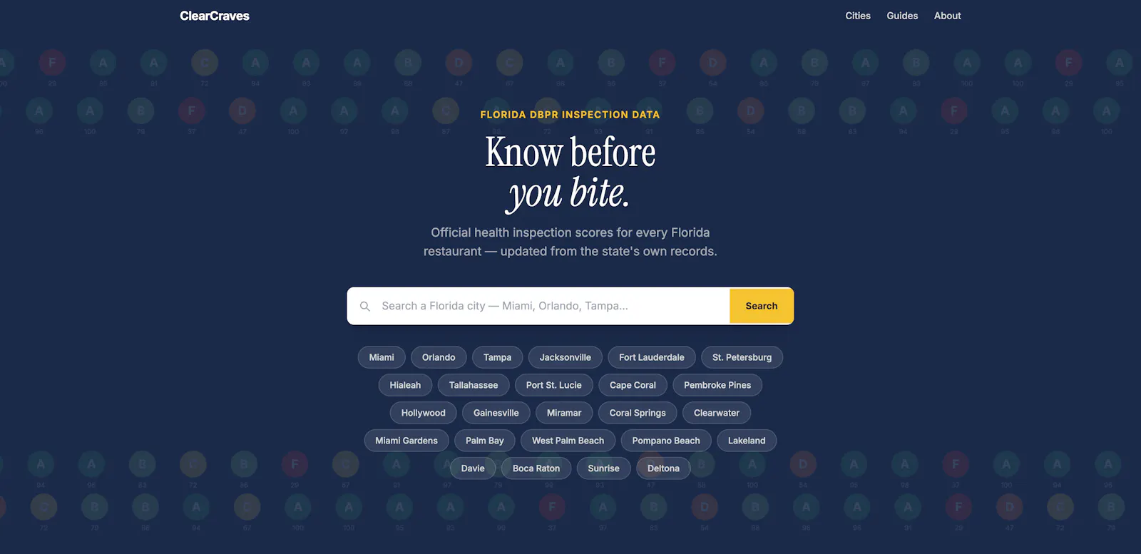 ClearCraves — Florida Restaurant Health screenshot 1