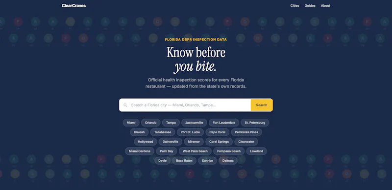 ClearCraves — Florida Restaurant Health screenshot 1