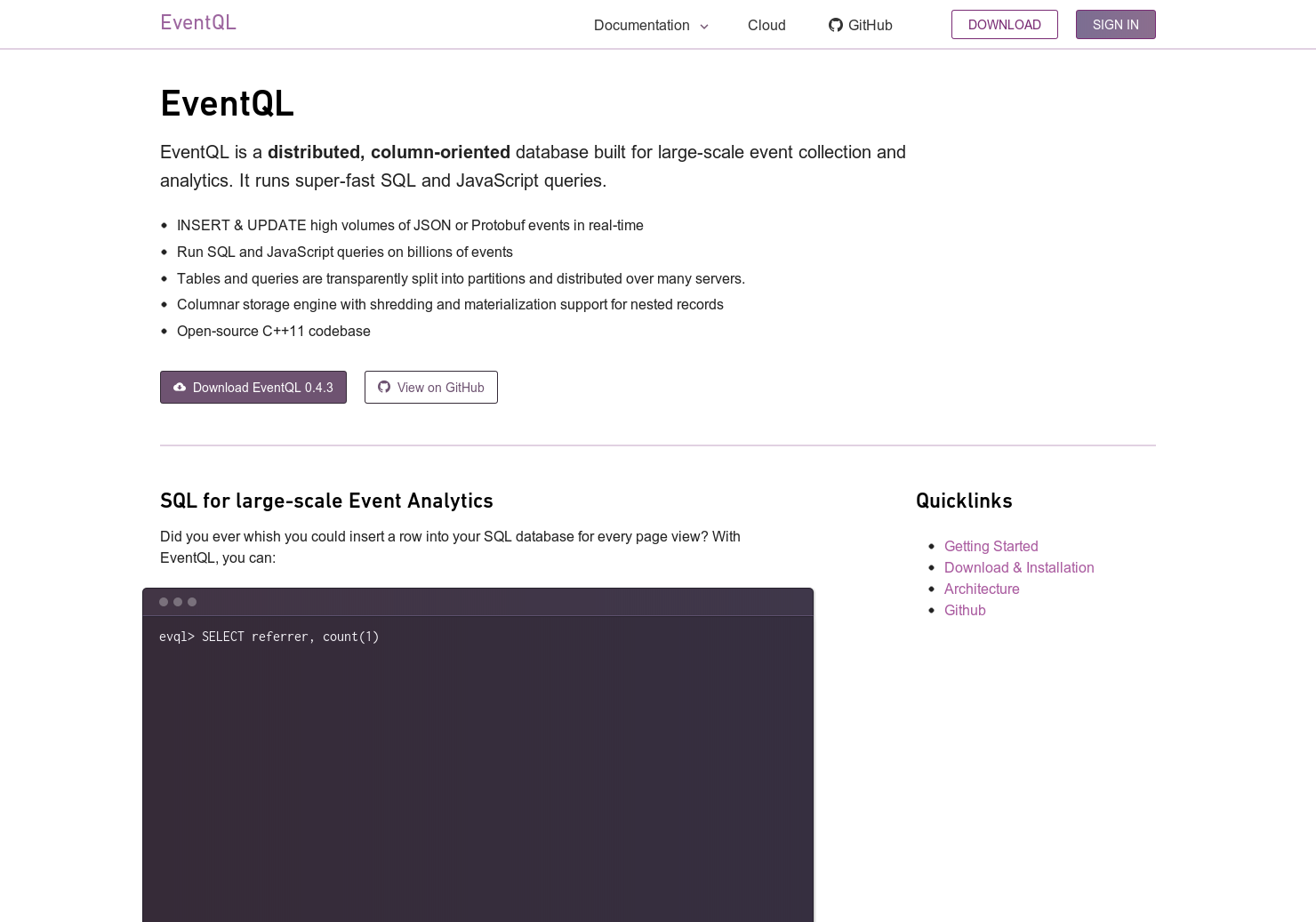 EventQL gallery image