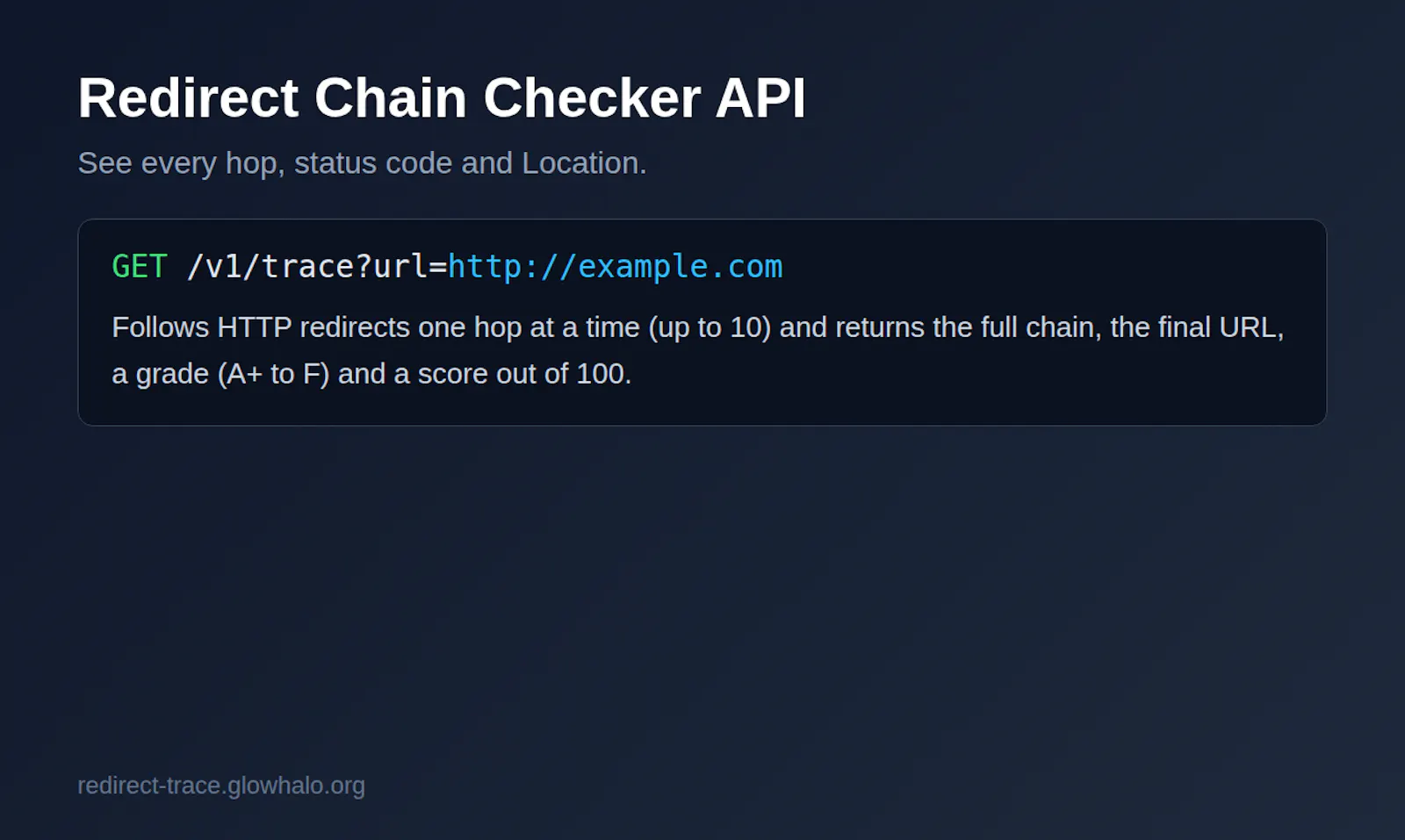 Redirect Chain Checker API screenshot 3