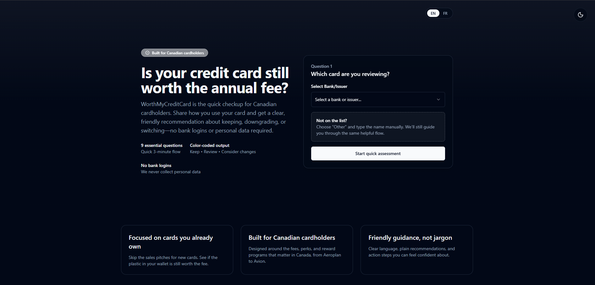 Worth My Credit Card - Main product screenshot demonstrating key features and user interface