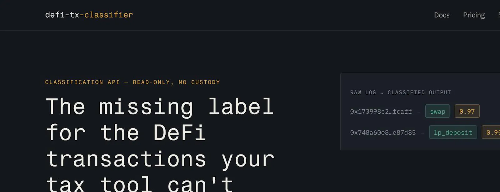 Crypto Tx Classifier API screenshot 1