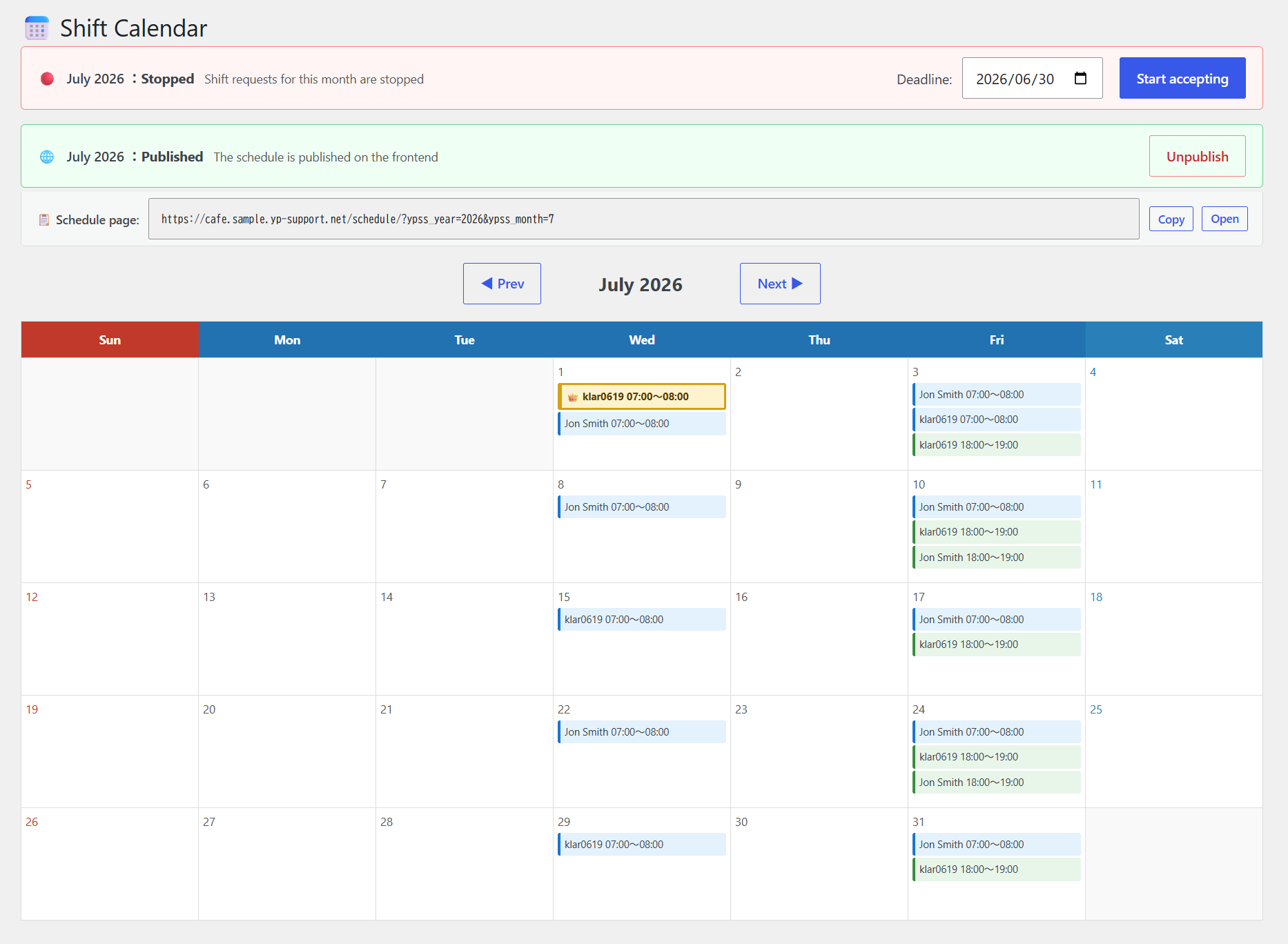 YPSupport Shift Scheduler gallery image