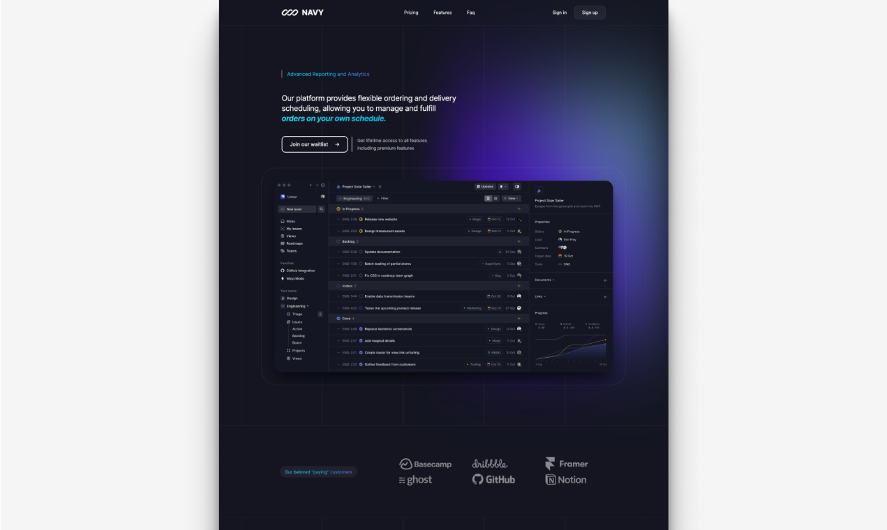 Kit de ui navi - Un tema de multipage oscuro hecho con Astro, Tailwind CSS y MDX media 3
