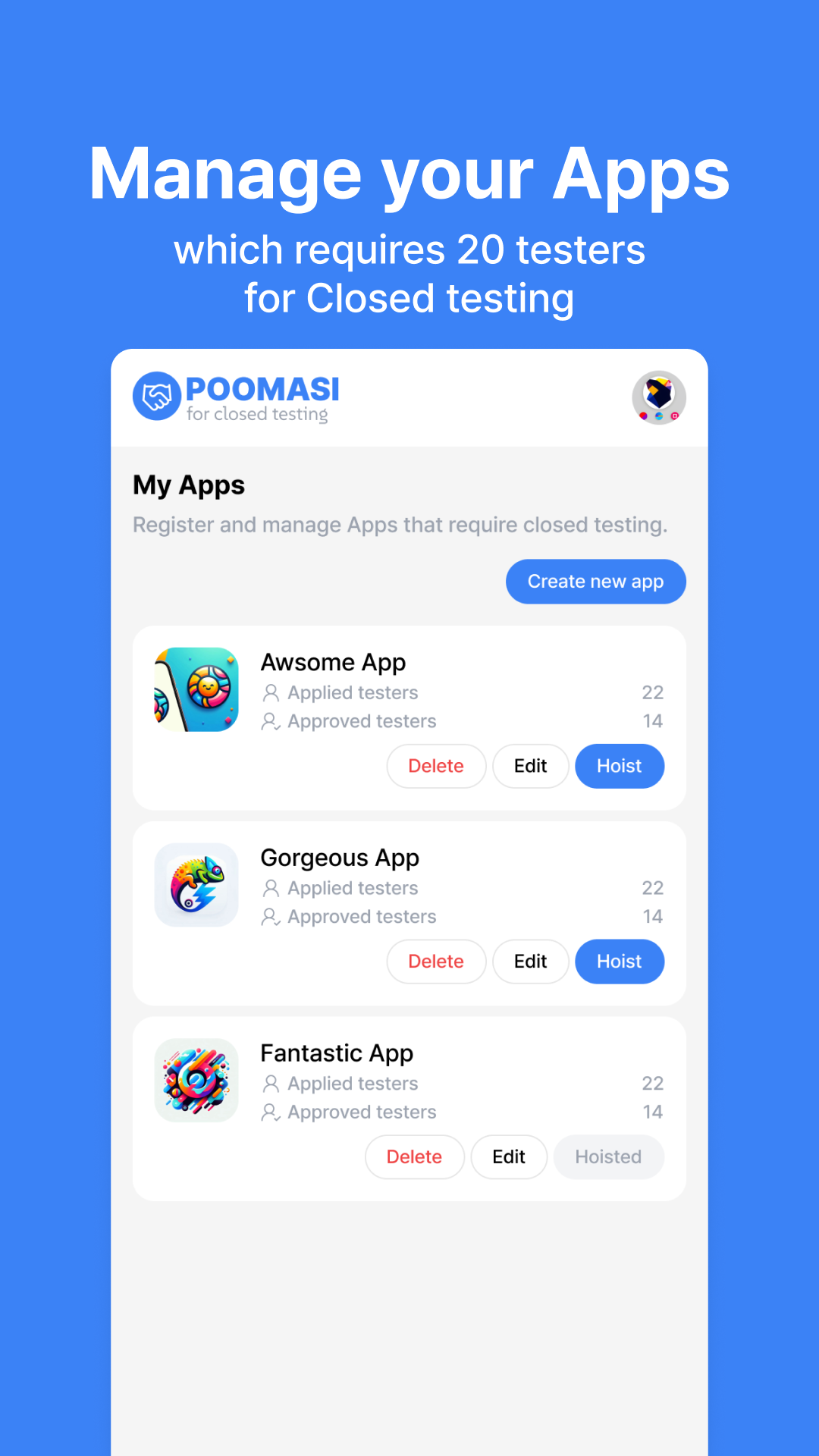 Média Poomas - Aider mutuellement pour les tests fermés Android 3