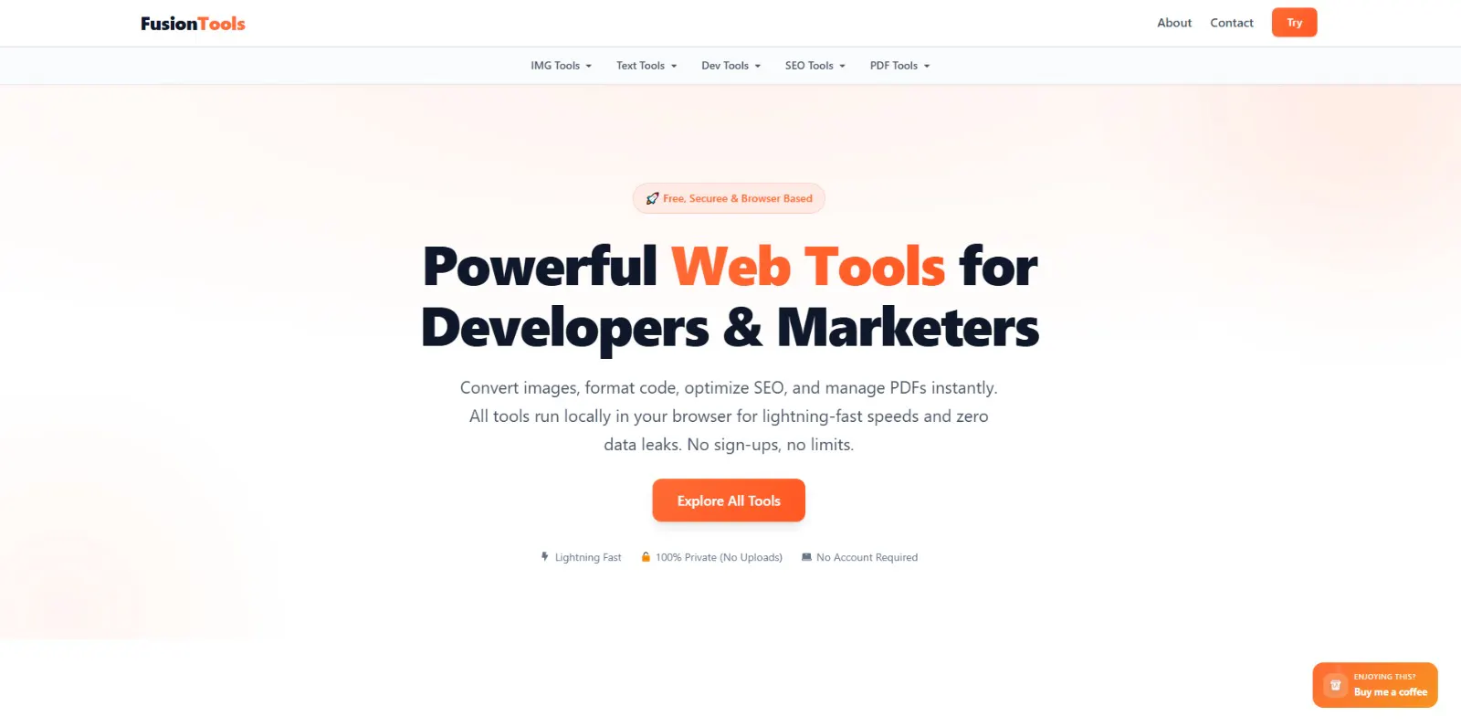 FusionTools Fast Online Web Tools 제품 배너