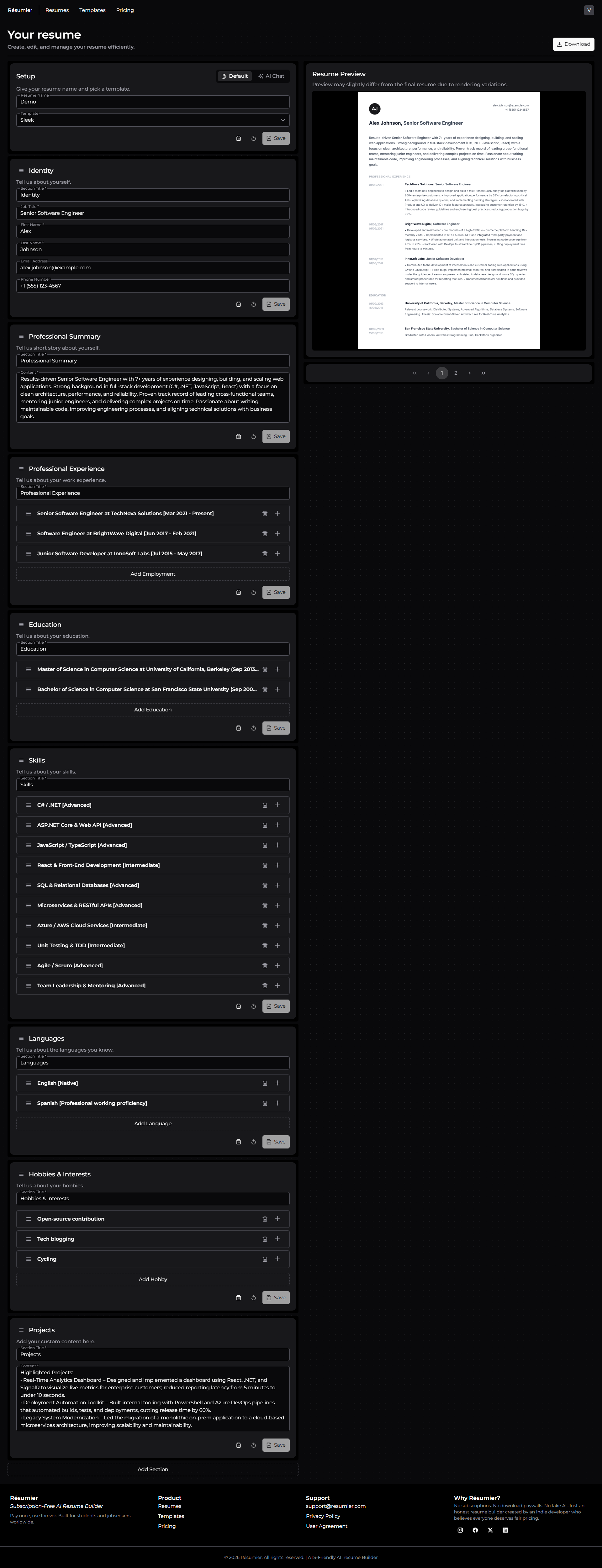 Résumier - Screenshot 3 showing product features and functionality
