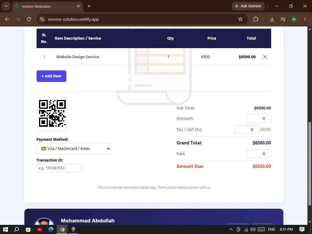 Invoice Generator gallery image