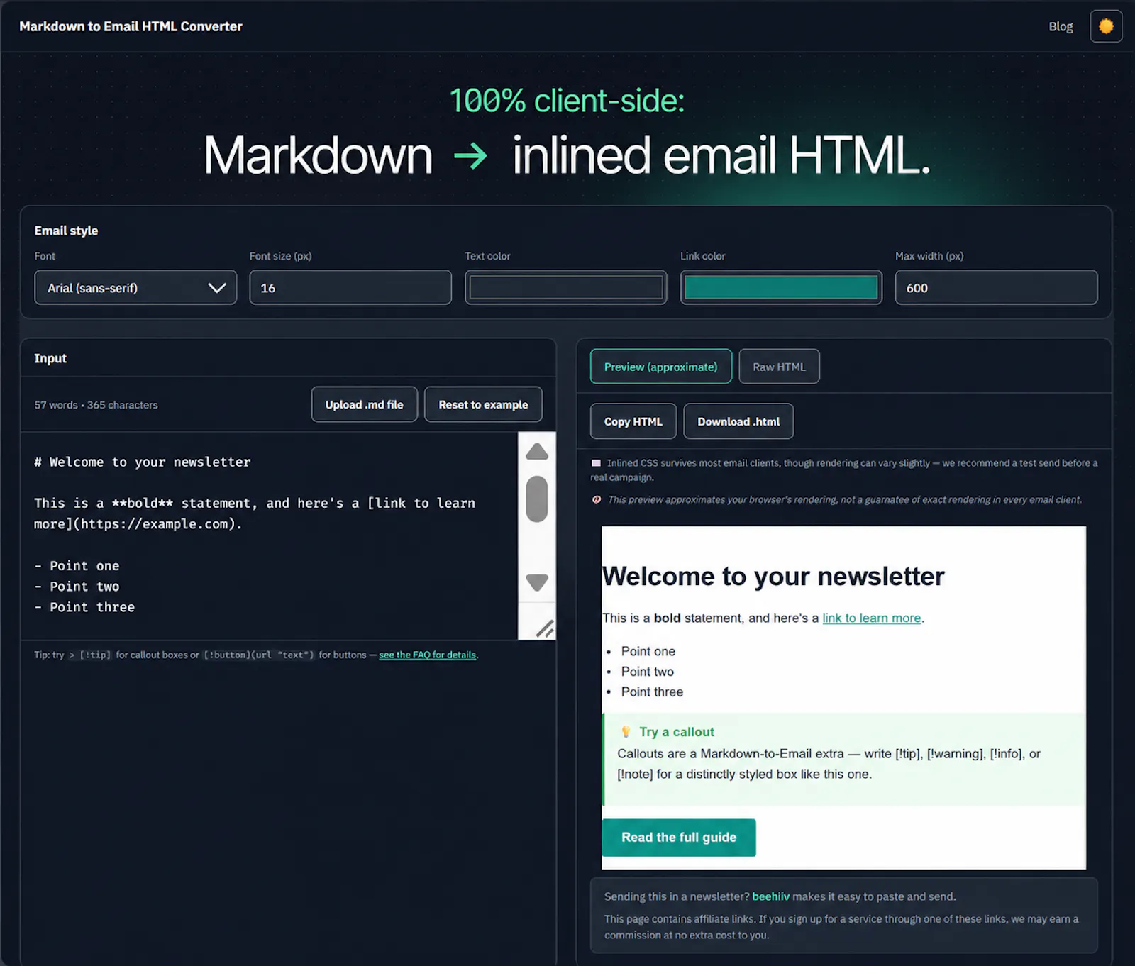 Markdown to Email screenshot 2