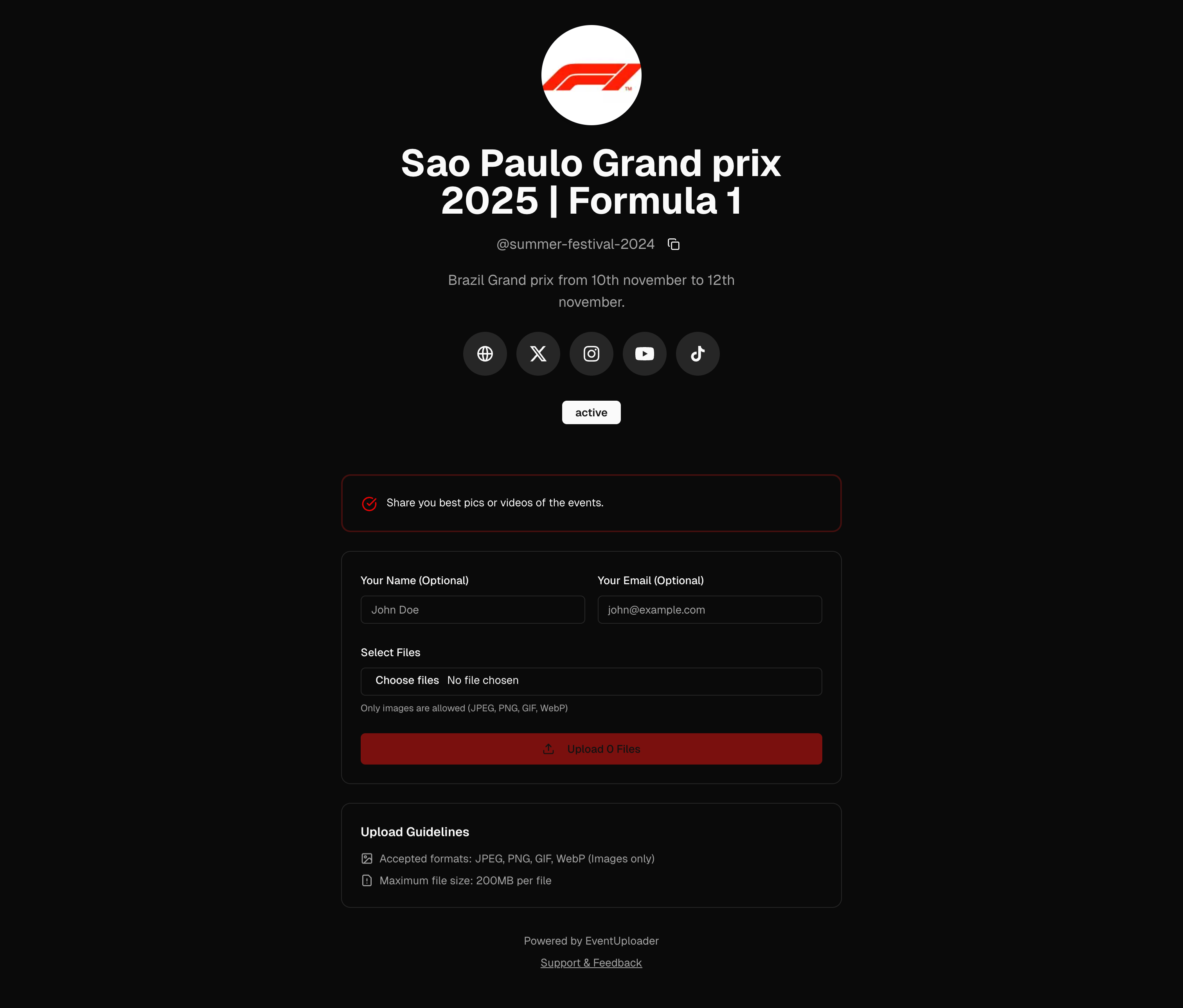 Event Uploader - Screenshot 2 showing product features and functionality