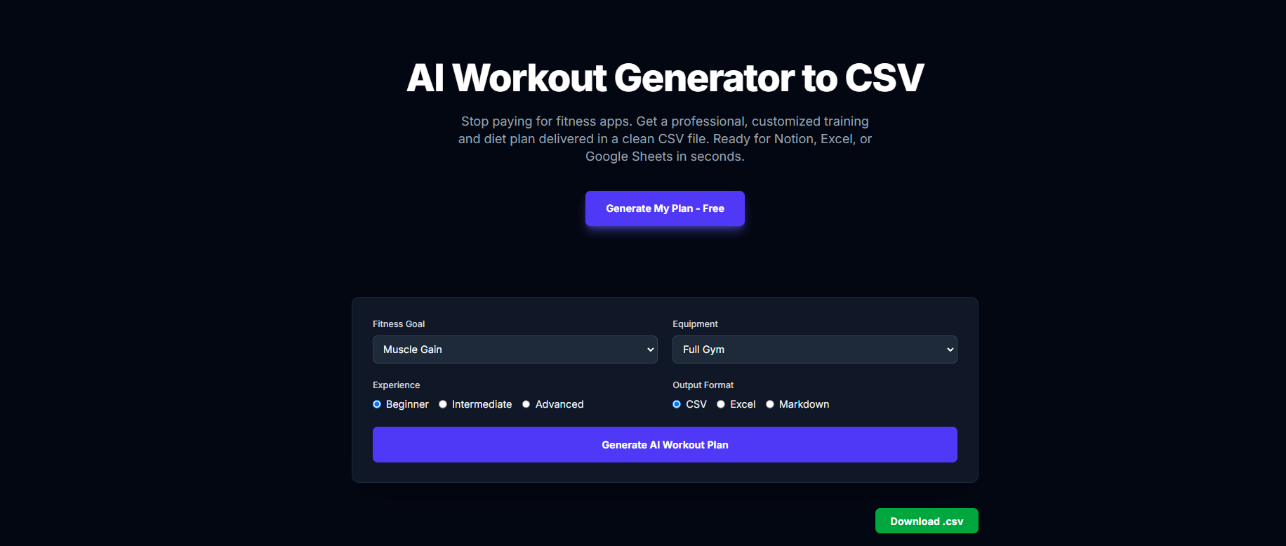 AI Workout to CSV gallery image