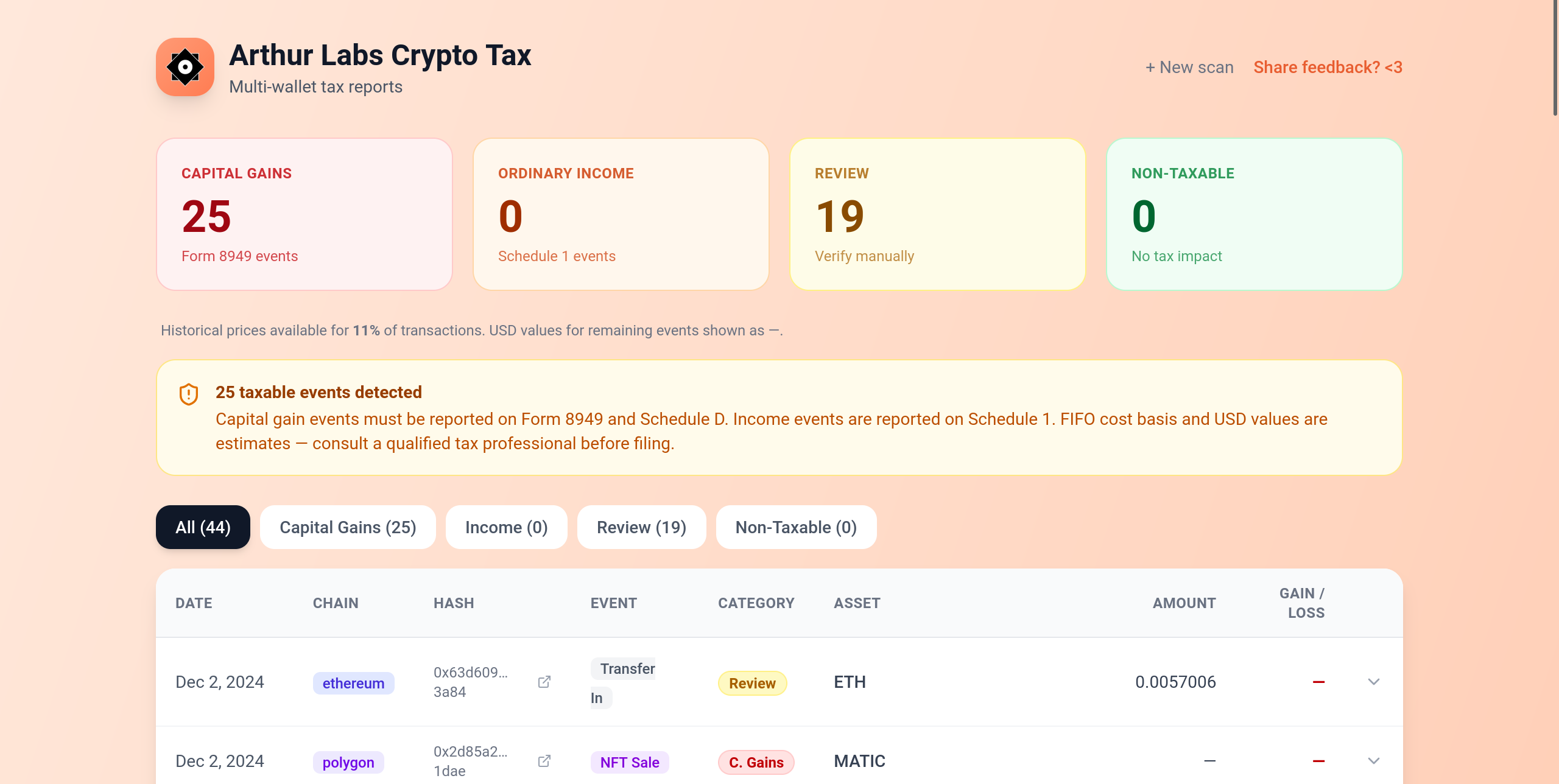 Crypto Tax analysis - Screenshot 2 showing product features and functionality