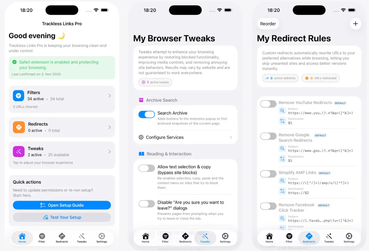 Trackless Links Pro for iPhone/iPad/Mac