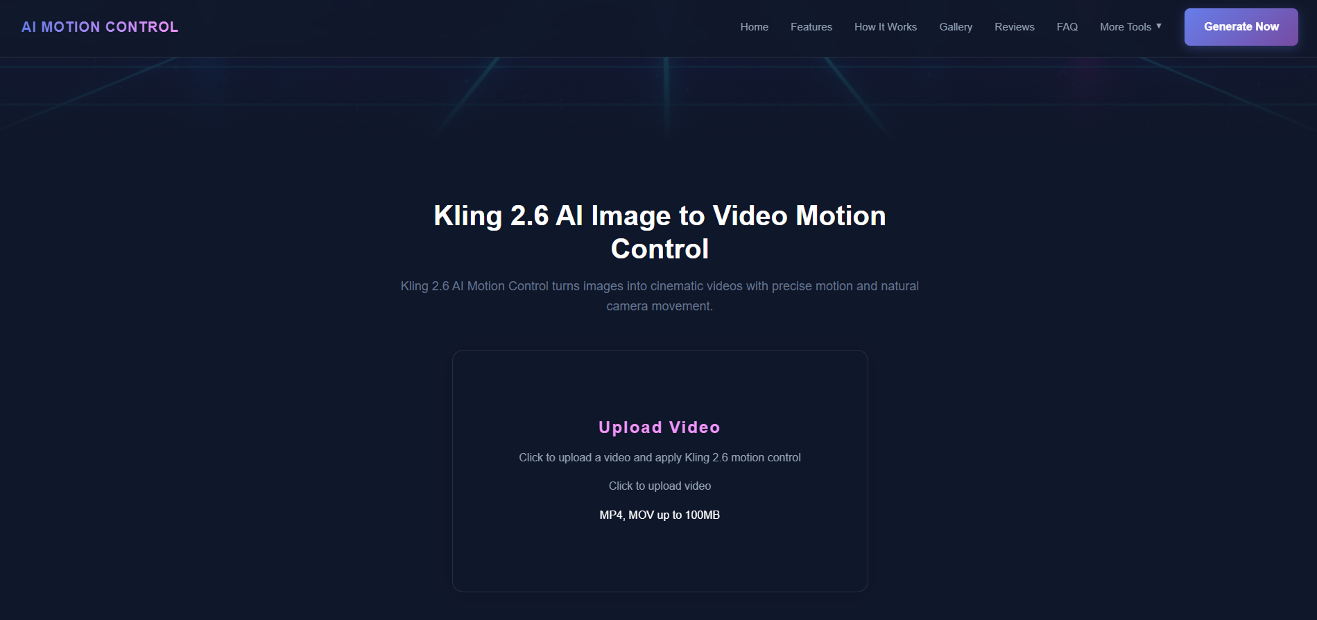 AI Motion Control - Main product screenshot demonstrating key features and user interface