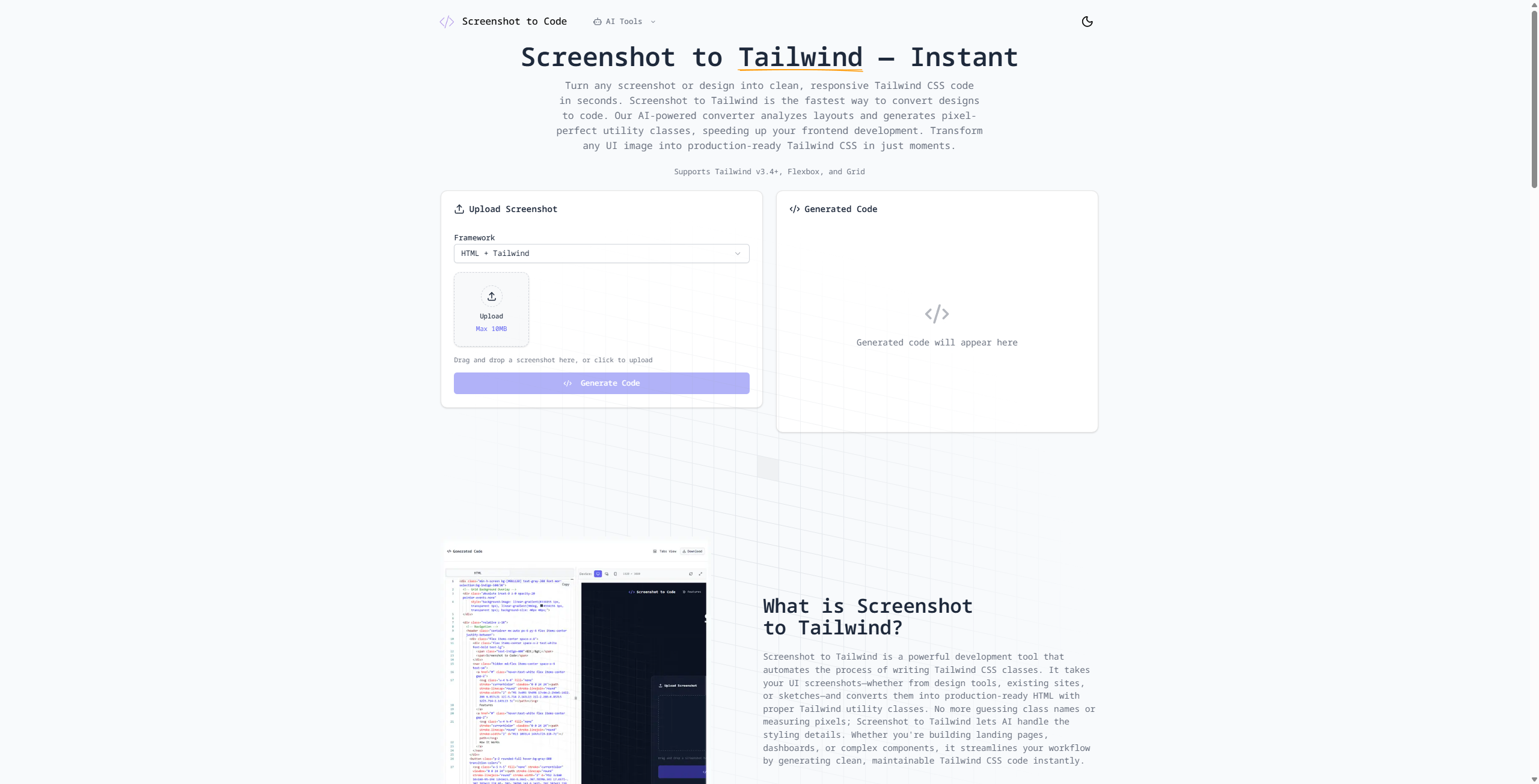 Screenshot to Code gallery image