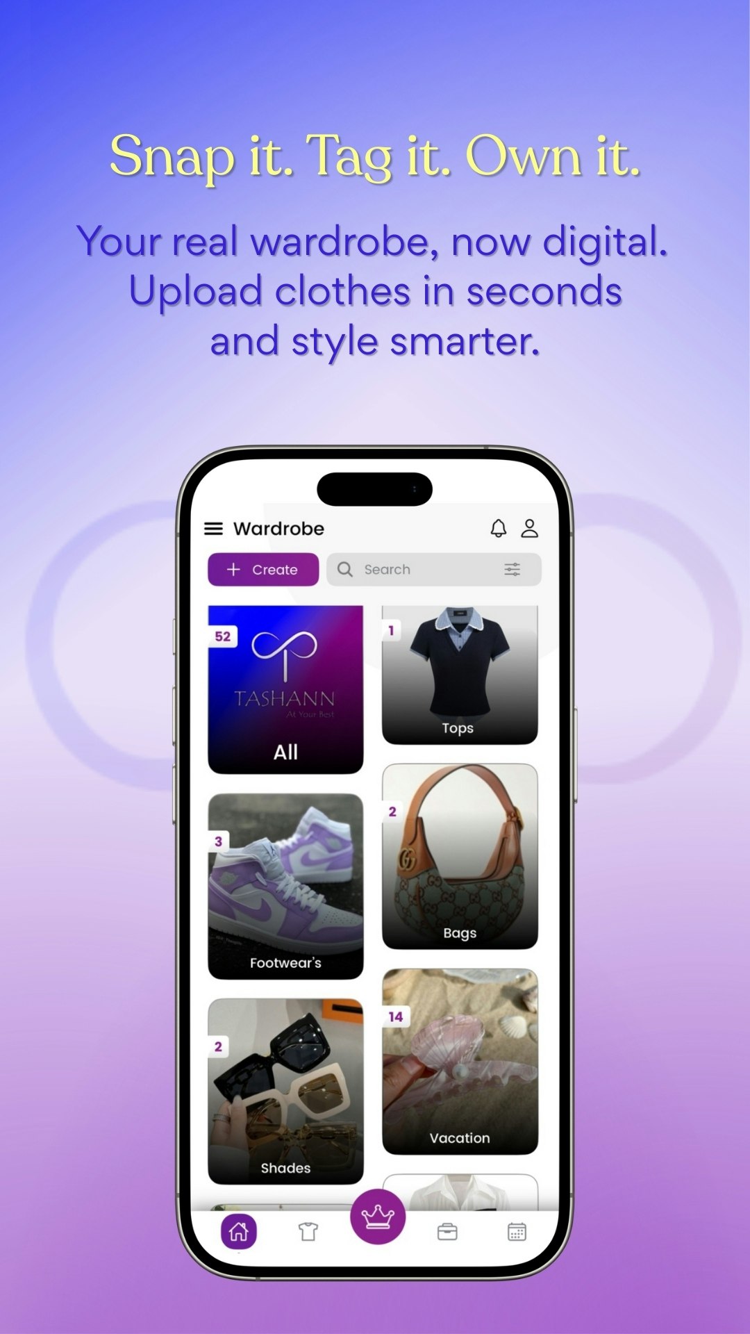 Tashann - Digital Wardrobe Organizer App - Screenshot 3 showing product features and functionality