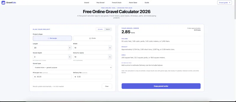 GravelCalc screenshot 1