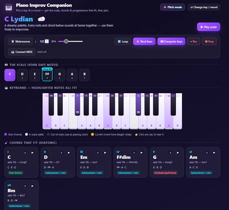 Piano Improv Companion screenshot 3