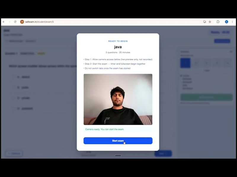 SafeExam screenshot 1 (video preview)