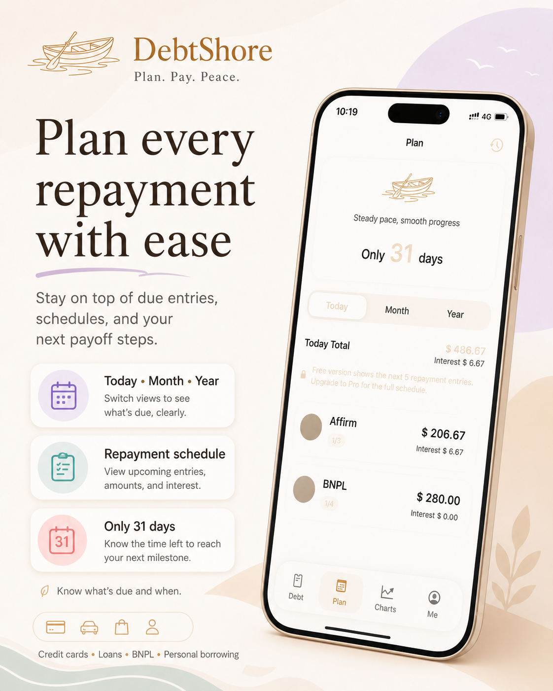 Meet Debtshore—a calm debt tracking app gallery image