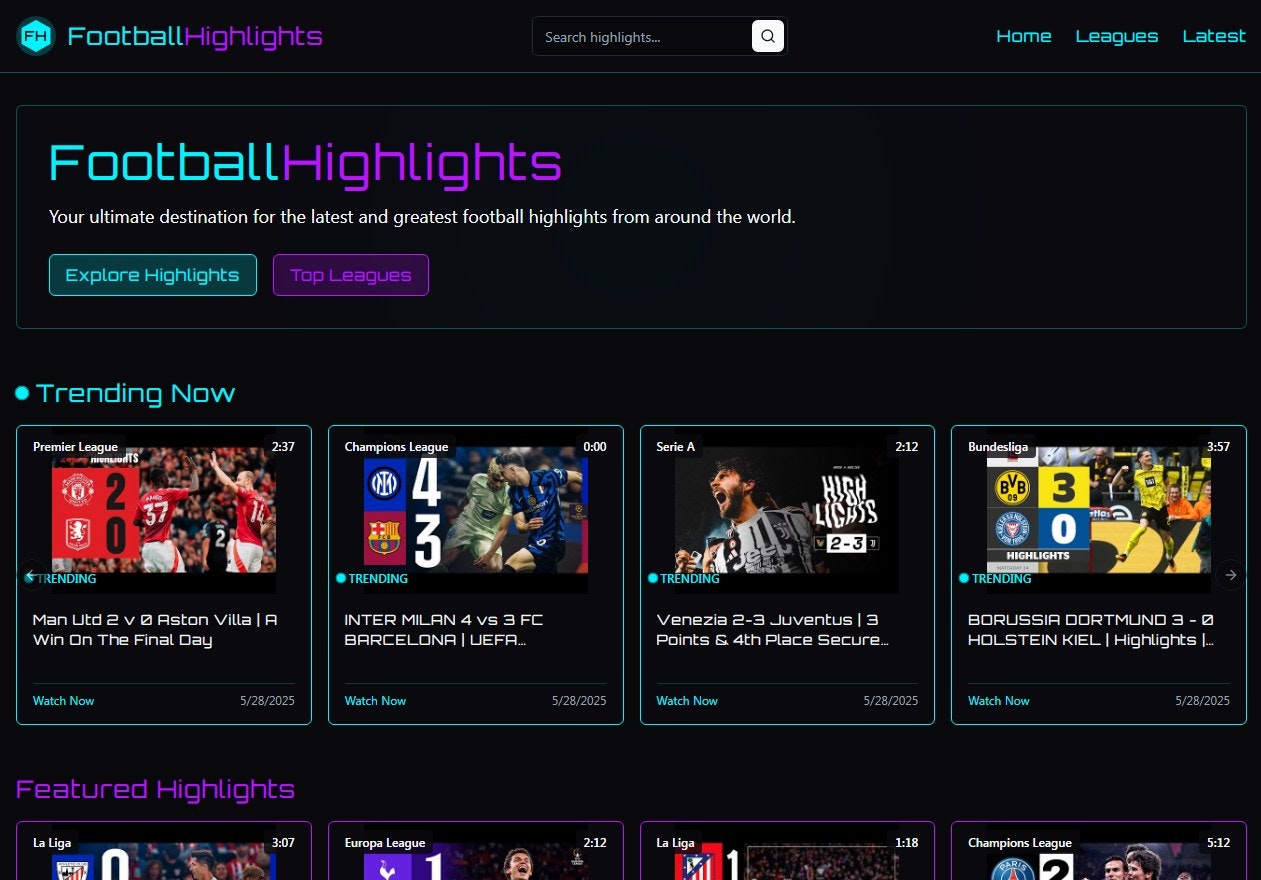 Footballhighlights.live - Переживайте каждую цель быстрее, чем когда -либо! медиа 1