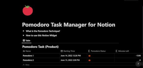Pomodoro Task Manager for Notion gallery image