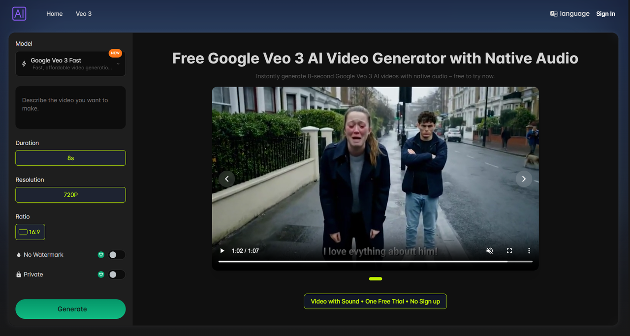 Veo3.bot: kostenlos Veo 3 AI Video Generation - Erstellen Sie VEO 3 AI -Videos mit Audio & Lip Sync. Medien 2