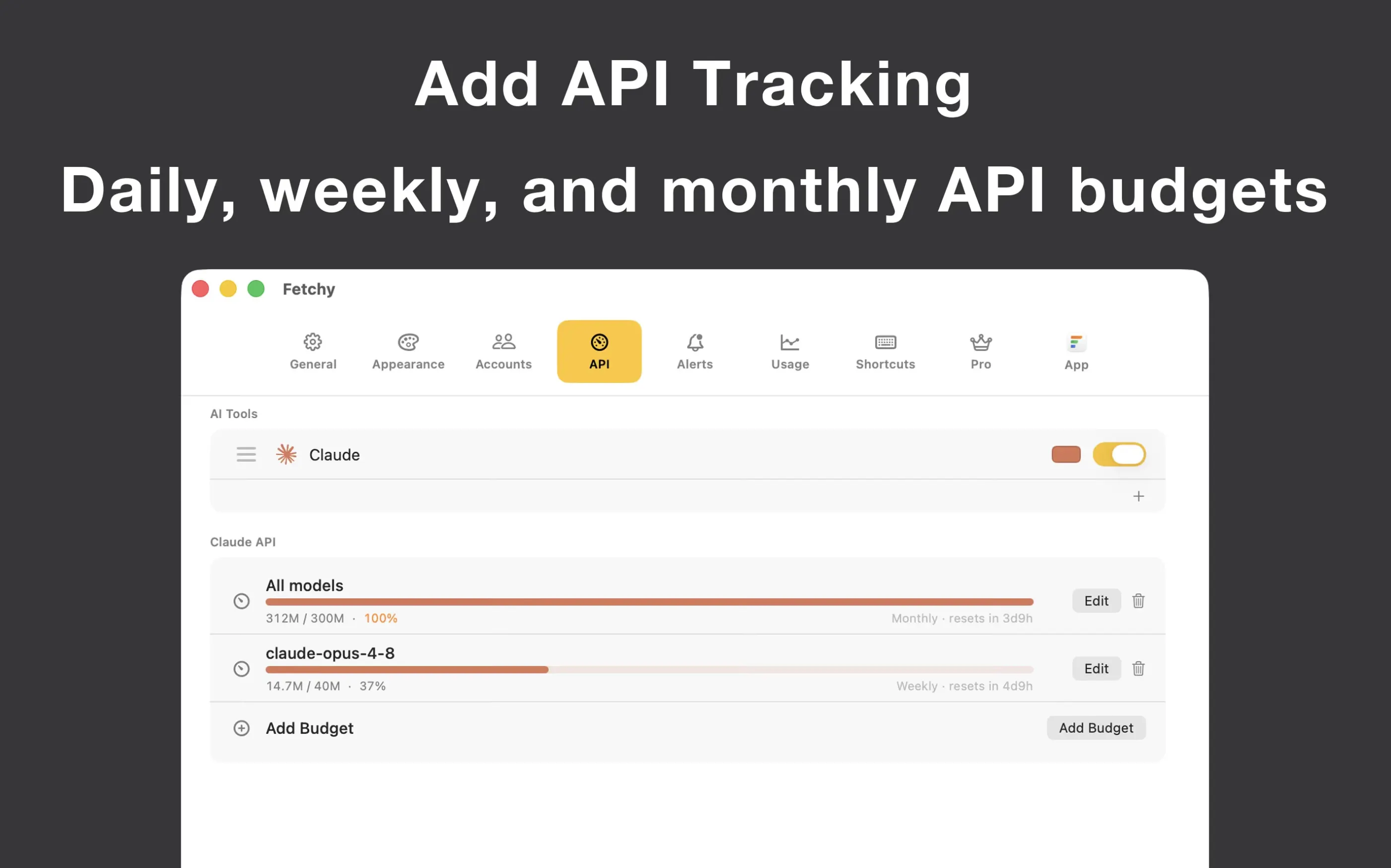 Fetchy: AI Usage Menu Bar gallery image