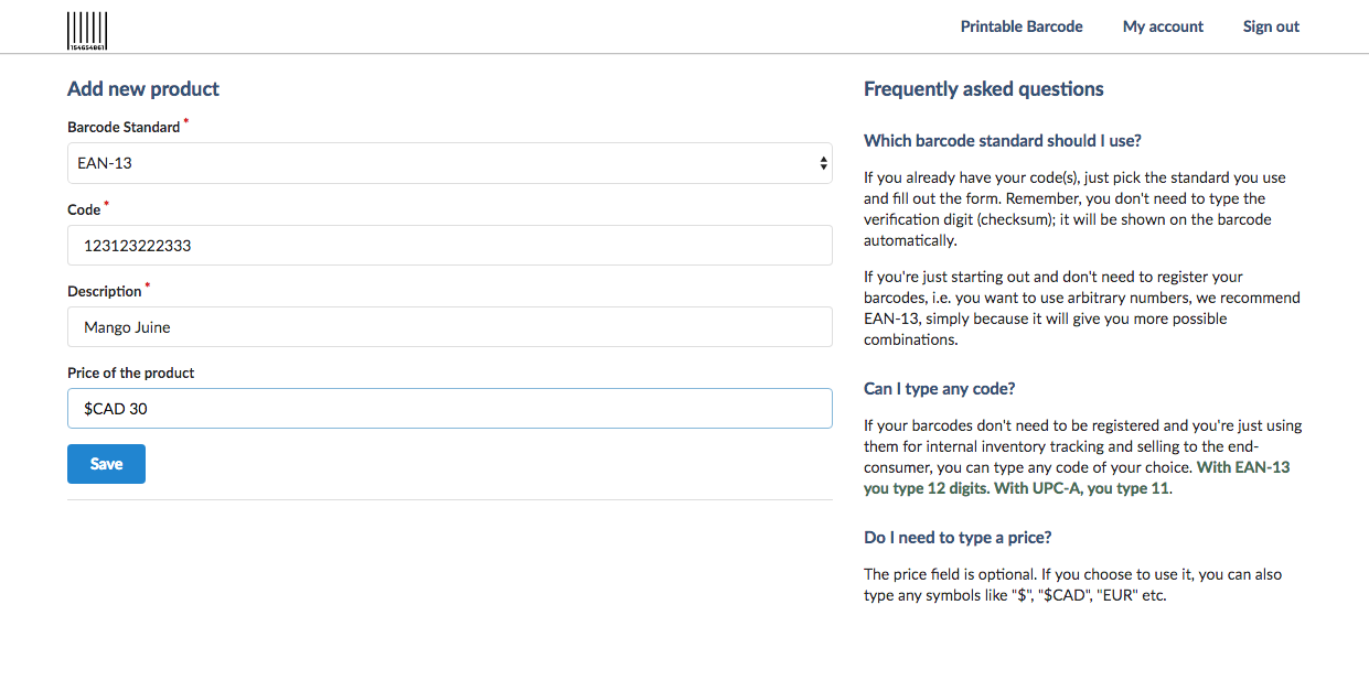 Printable Barcode gallery image