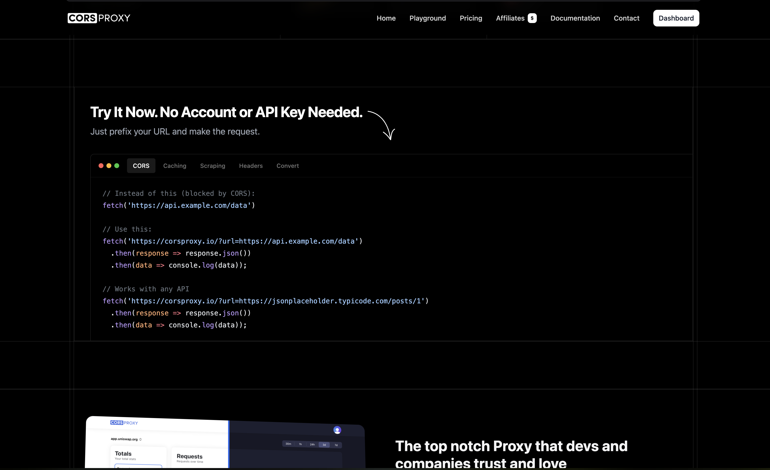 CORSPROXY - Screenshot 2 showing product features and functionality