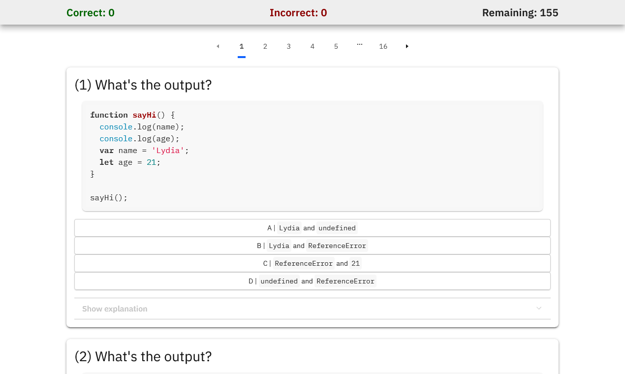 JavaScript quiz gallery image
