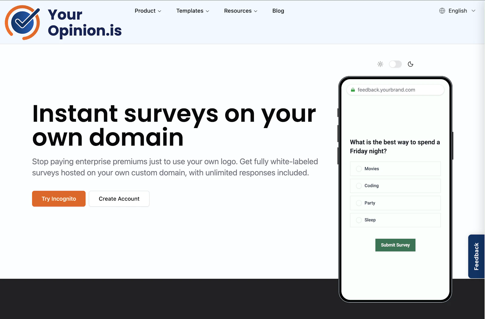 Instant surveys on your own domain screenshot 1