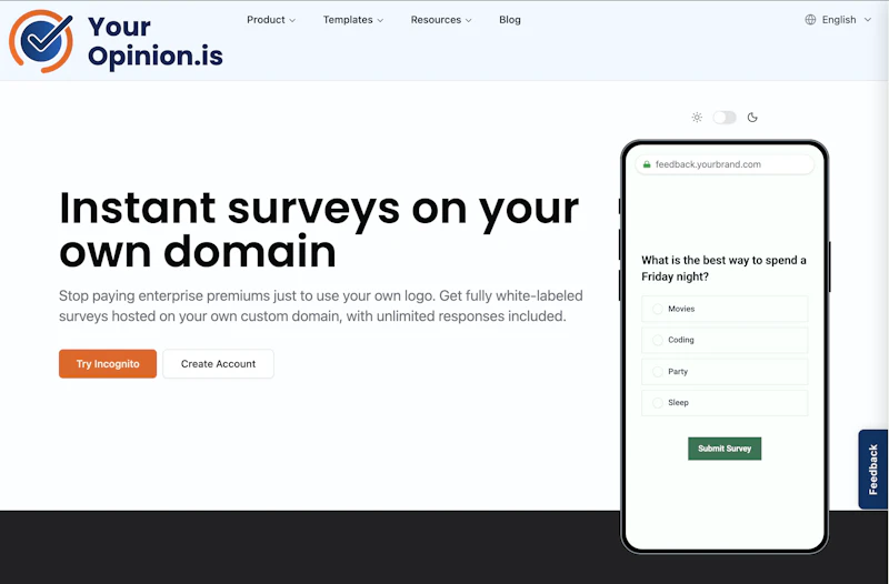 Instant surveys on your own domain screenshot 1