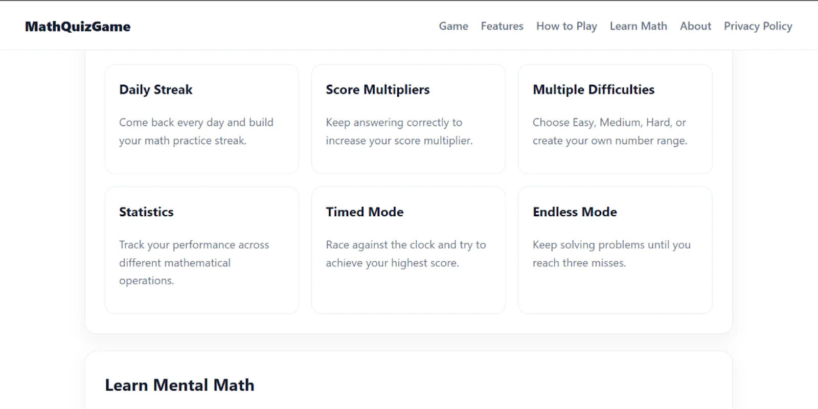 MathQuizGame screenshot 2