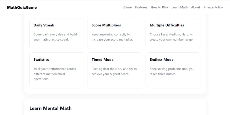 MathQuizGame screenshot 2