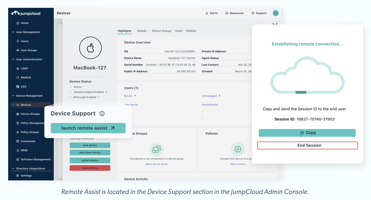 Asistencia remota de JumpCloud media 1