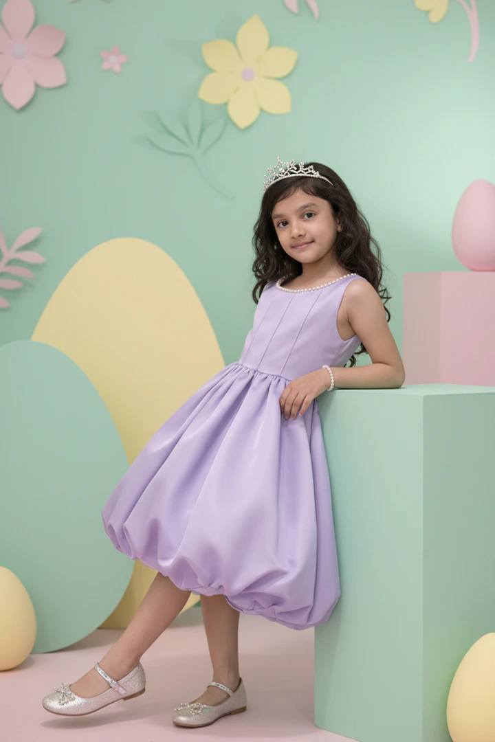 Lavender partywear frock for girls