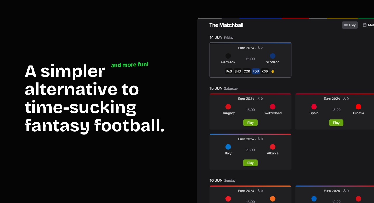 startuptile The Matchball-Simple and fun fantasy football for the Euros