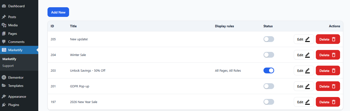 Marketify - Drag & Drop Pop-up Builder - Screenshot 4 showing product features and functionality