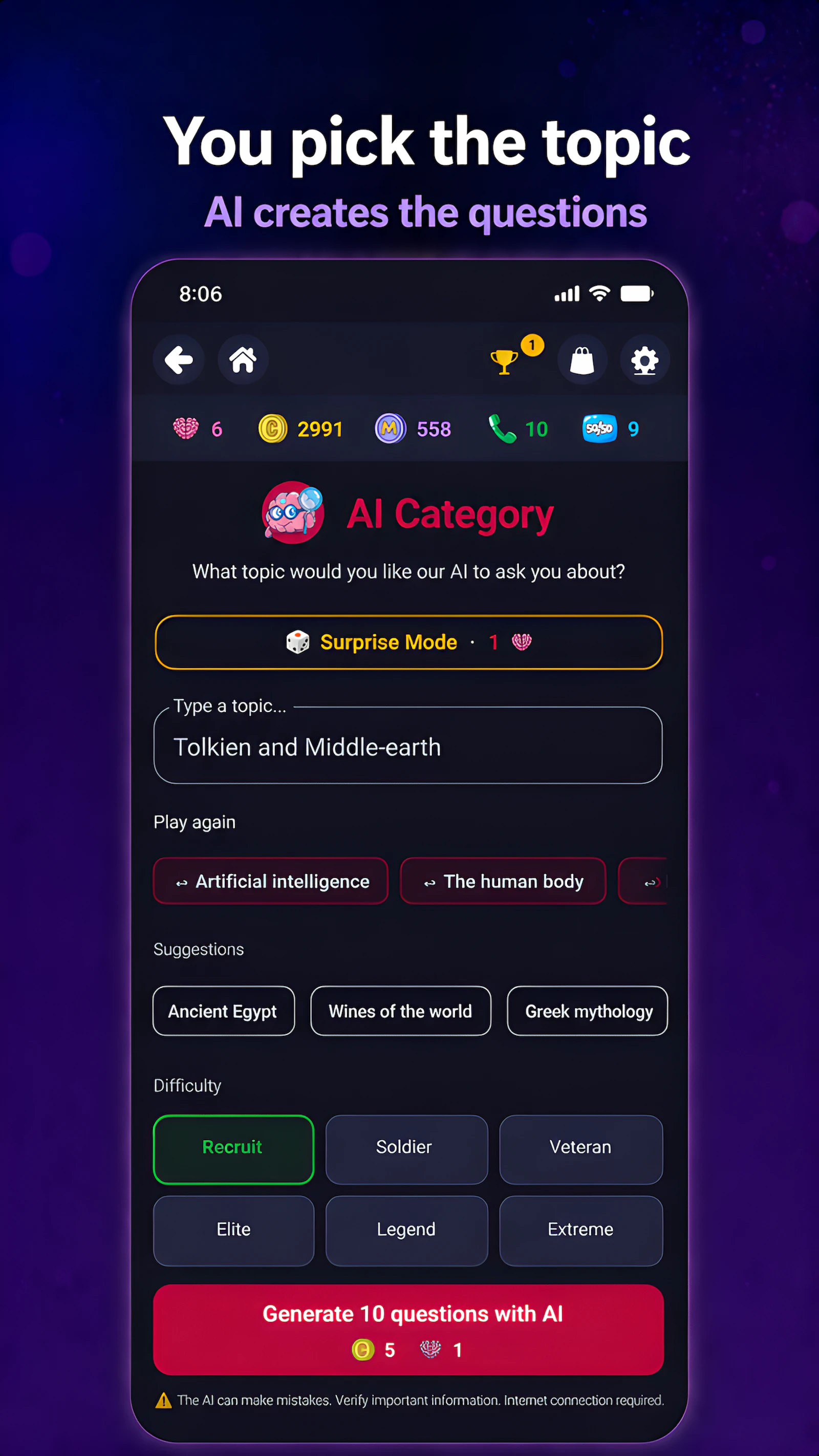 Mentium: AI Trivia & Quiz Game screenshot 1