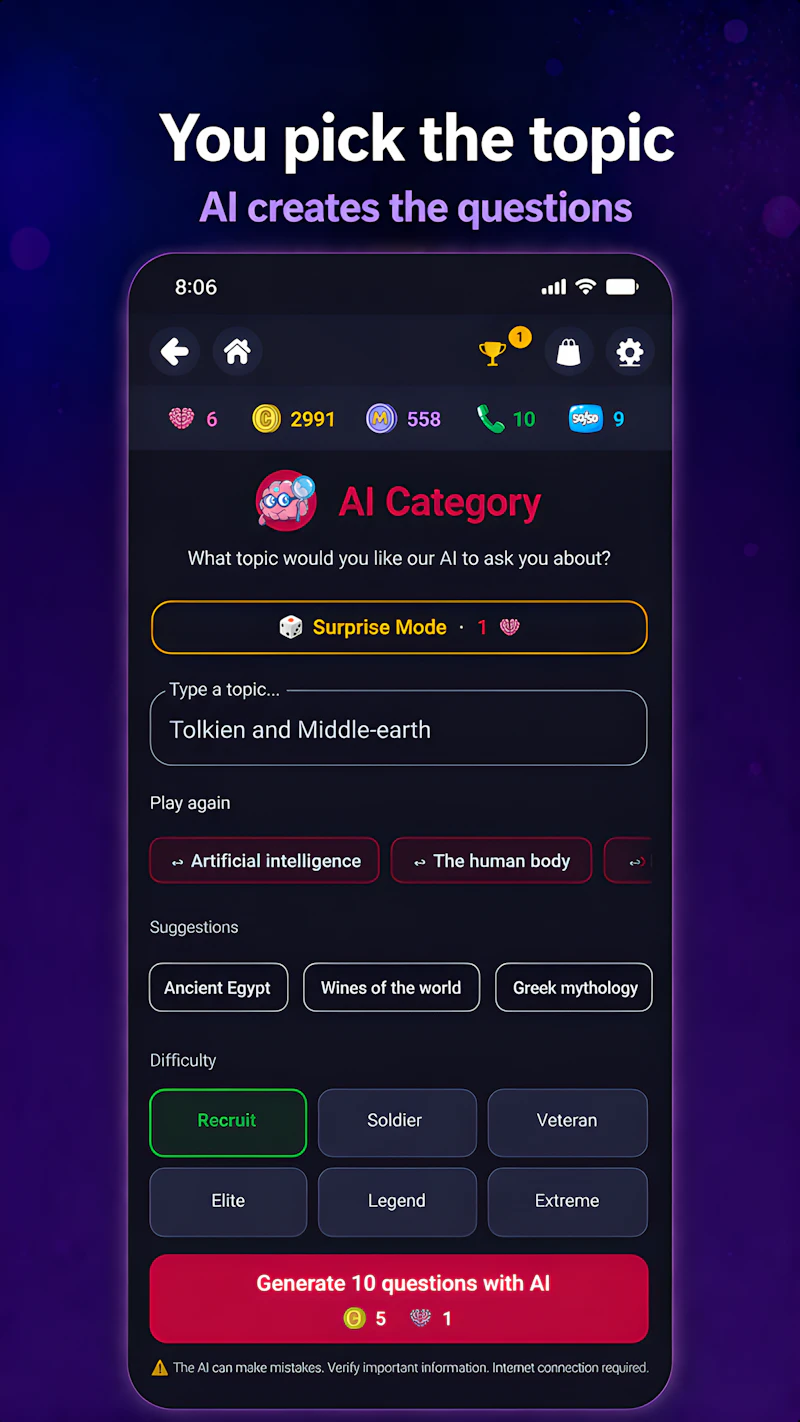 Mentium: AI Trivia & Quiz Game screenshot 1