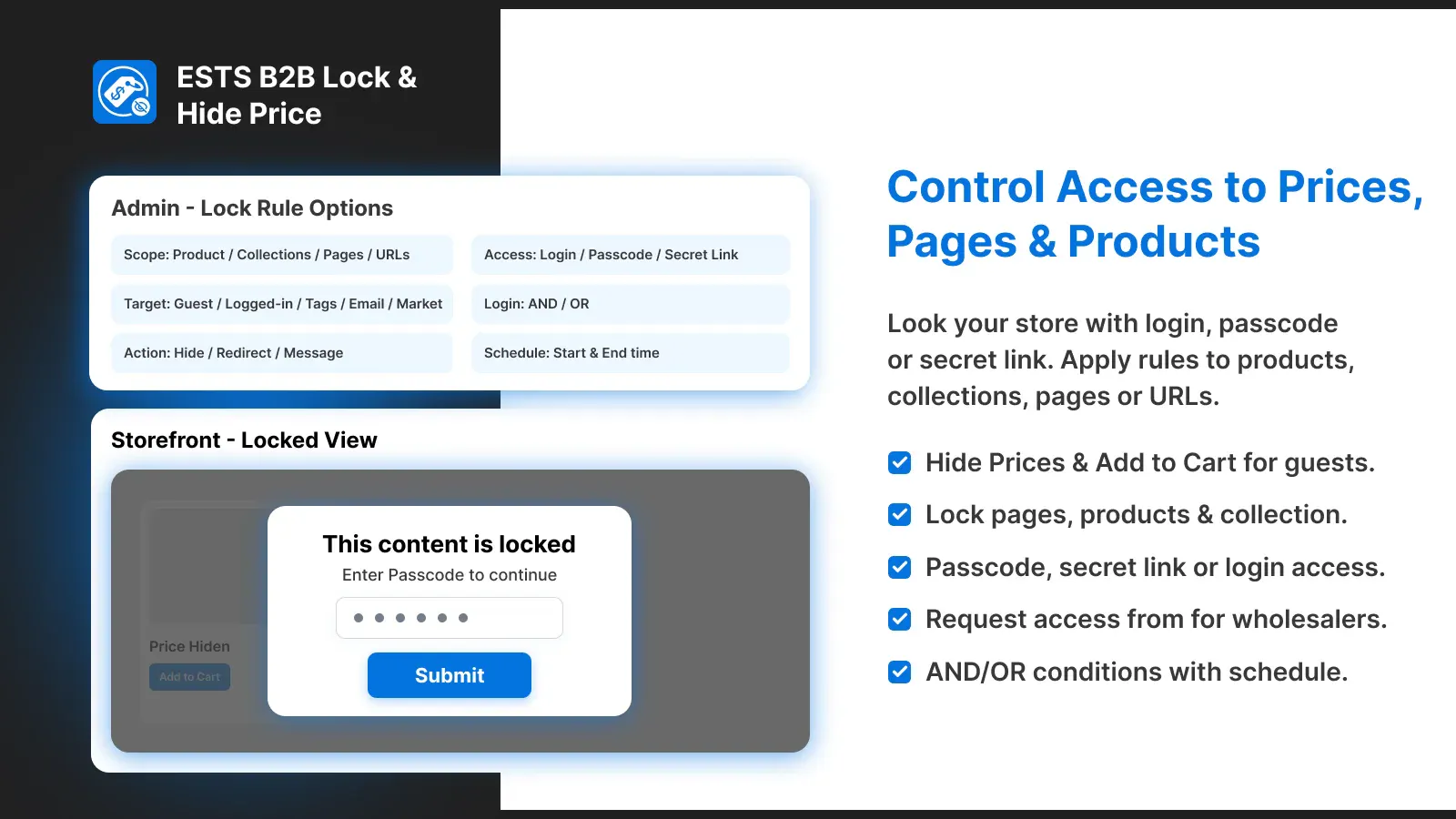 B2B Lock & Hide Price for Shopify screenshot 2