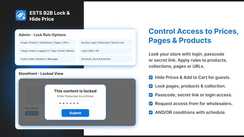 B2B Lock & Hide Price for Shopify screenshot 2