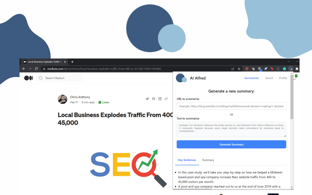 Hai Alfred - Riassumi gli articoli in 1 Fare clic su AI media 4