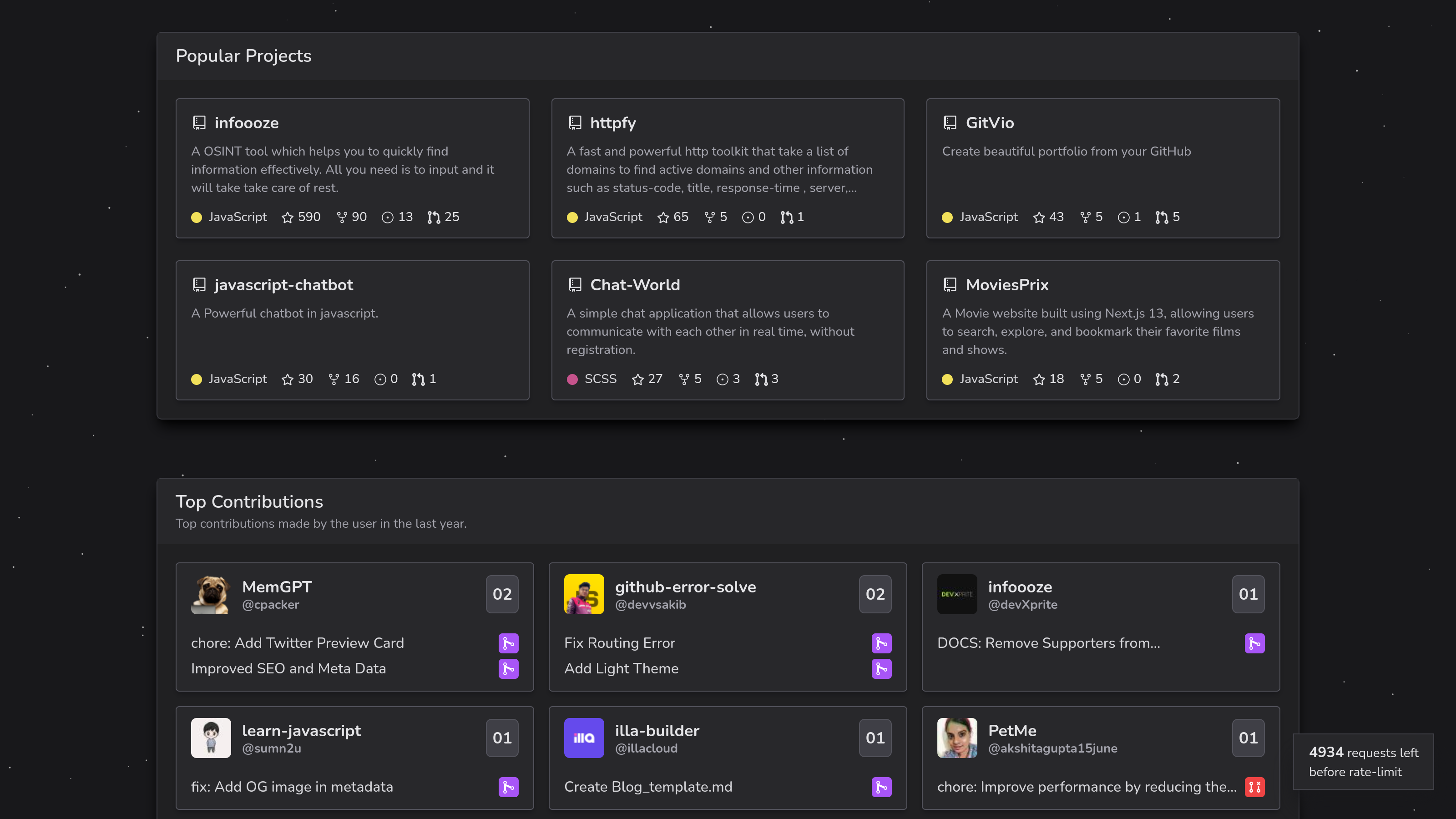 Média GitGlance - Outil pour visualiser le profil GitHub d'un développeur 3