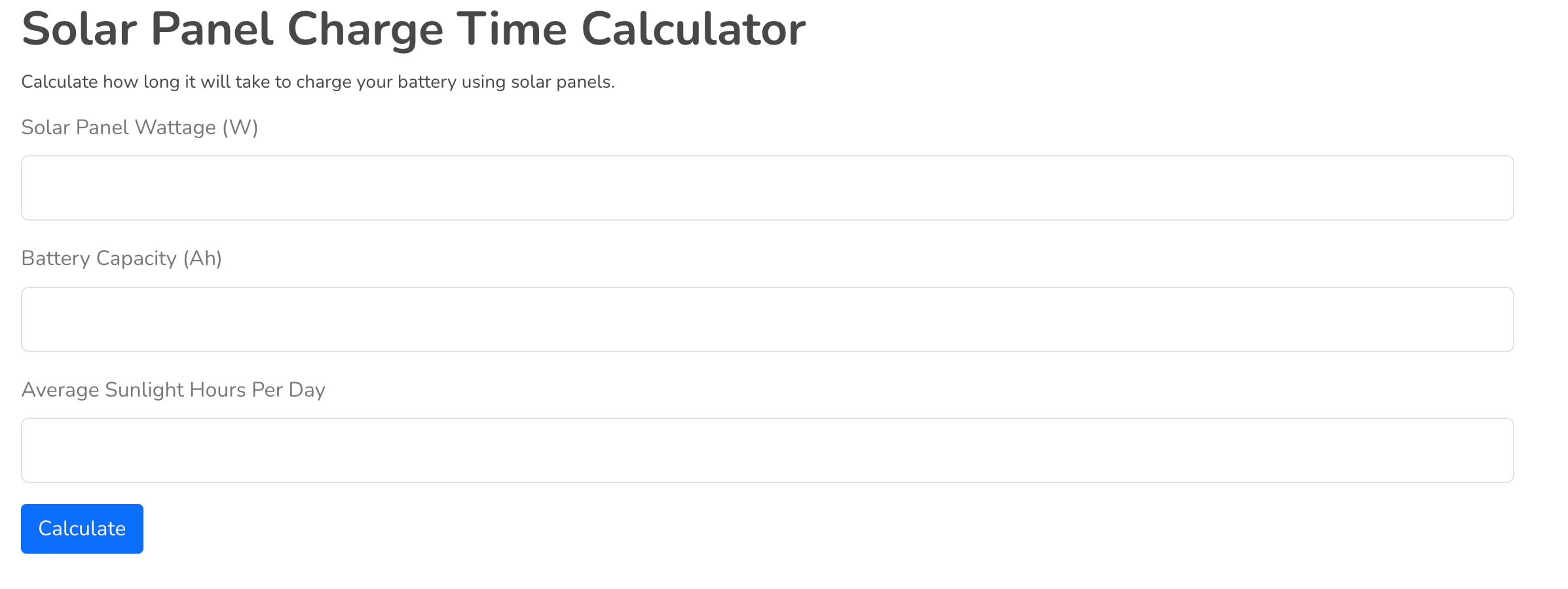 Solar Panel Charge Time Calculator media 1