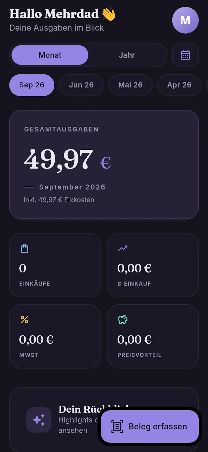 Belegio - receipt scanner for household screenshot 1